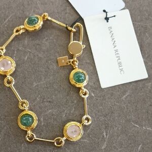 Banana Republic Gold-Tone Bracelet with Green and Pink Accents